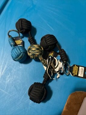 Paracord Monkey Fist Keychain - Black, Blue, Green